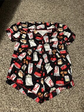 Women’s Black Chick-fil-A Themed Short Pajama Set